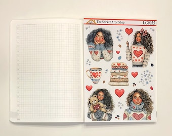 Winter in Love LG0035 African American Decorative Planner Stickers, Journal Planner Sticker