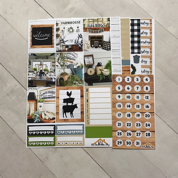 Farmhouse Photo Planner Sticker Kit, "grams farmhouse", Photo Planner Stickers, EC Vertical Weekly Kit
