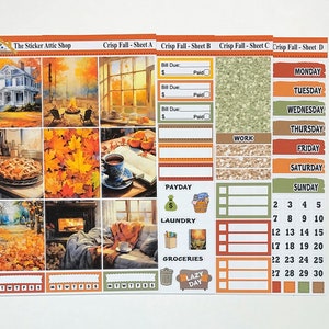 Crisp Fall Planner Sticker Kit, Autumn Weekly Planner Kit, EC Vertical Life Planner