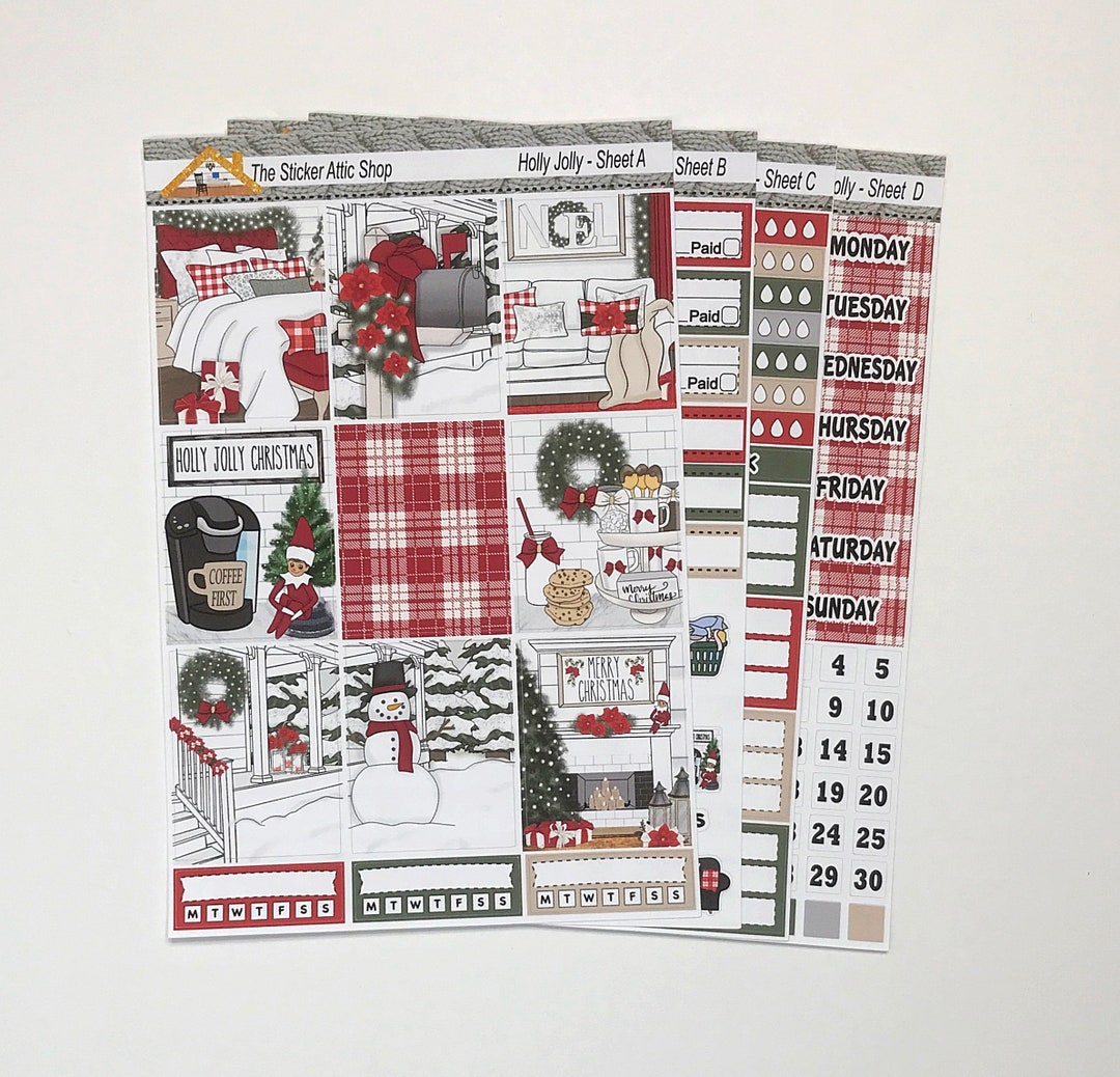 Holly Jolly Christmas Planner Sticker Kit, Christmas Weekly Planner Kit ...