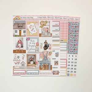Cottage Studio Planner Sticker Kit, Vertical Spring Planner Stickers, Weekly Sticker Kit