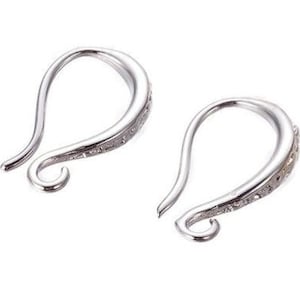 2 - 50 Curved Ear Wire Earring Fish Hooks, Sterling Silver Plated Textured Earring Hooks, Designer Bulk Findings DIY Earring Making Supplies