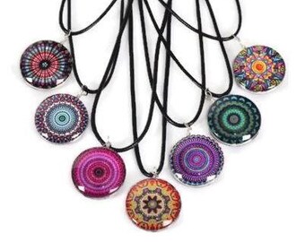 Kaleidoscope Mandala Pendant Necklace ~ Boho Bohemian Jewelry Pendant, Sacred Geometry Necklace, Yoga Meditation Necklace ~ Mandala Jewelry