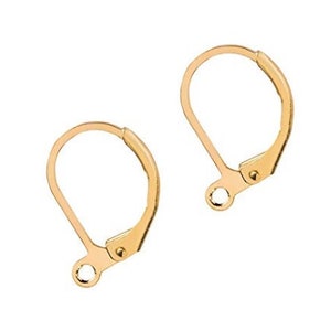 10/50/100 - 18K Gold Plated Lever Back Hoop Earwires, 10x15mm Closed Loop Leverback Ear Wires, 18kgp Gold Earring Hooks Earring Findings