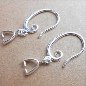 2/10/50pcs Silver Spiral Ear Wires with Pinch Bails/ Sterling Silver Plated Earring Hooks/ Designer Findings for DIY Earring Making Supplies