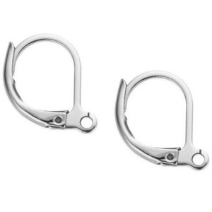 10-100pcs STAINLESS STEEL Leverback Ear Wires, Hypoallergenic, 10x15mm Lever Back Earring Hook Findings, French Ear Clip Earrings