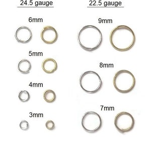 500pc Sterling Silver & Gold Plated Open Jump Rings, 22 24 Gauge/ 3 4 5 6 7 8 9 mm Jumpring Findings for Earrings, Charm Bracelets, Jewelry