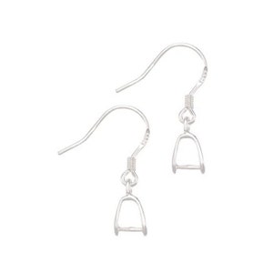 10-50-100pcs STERLING SILVER Pinch Bail Earring Hooks with coil and no  ball, 925 Hallmark Silver French Ear Wire Earring Hook Findings