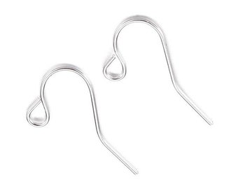 100/500/1000 Silver Earring Hooks ~ 19mm Iron French Ear Wire Fish Hooks, Nickel Free, Bulk Findings for Simple Earring Making Supplies