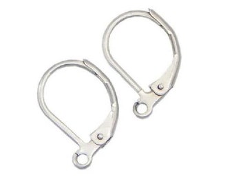 Silver Plated Leverback Shell Ear Hooks Earring Findings 10 pcs