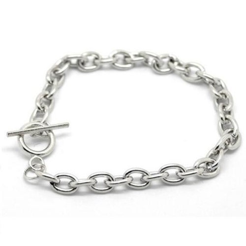Silver Tone Cable Chain Toggle Bracelet Blank With Jump Rings Etsy