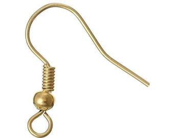 10-50 pcs 18K Gold Plated Earring Hooks Ear Wires, 18KGP Gold French Hooks, Gold Fish Hook, Gold Earwires, Gold Findings for Earring Making