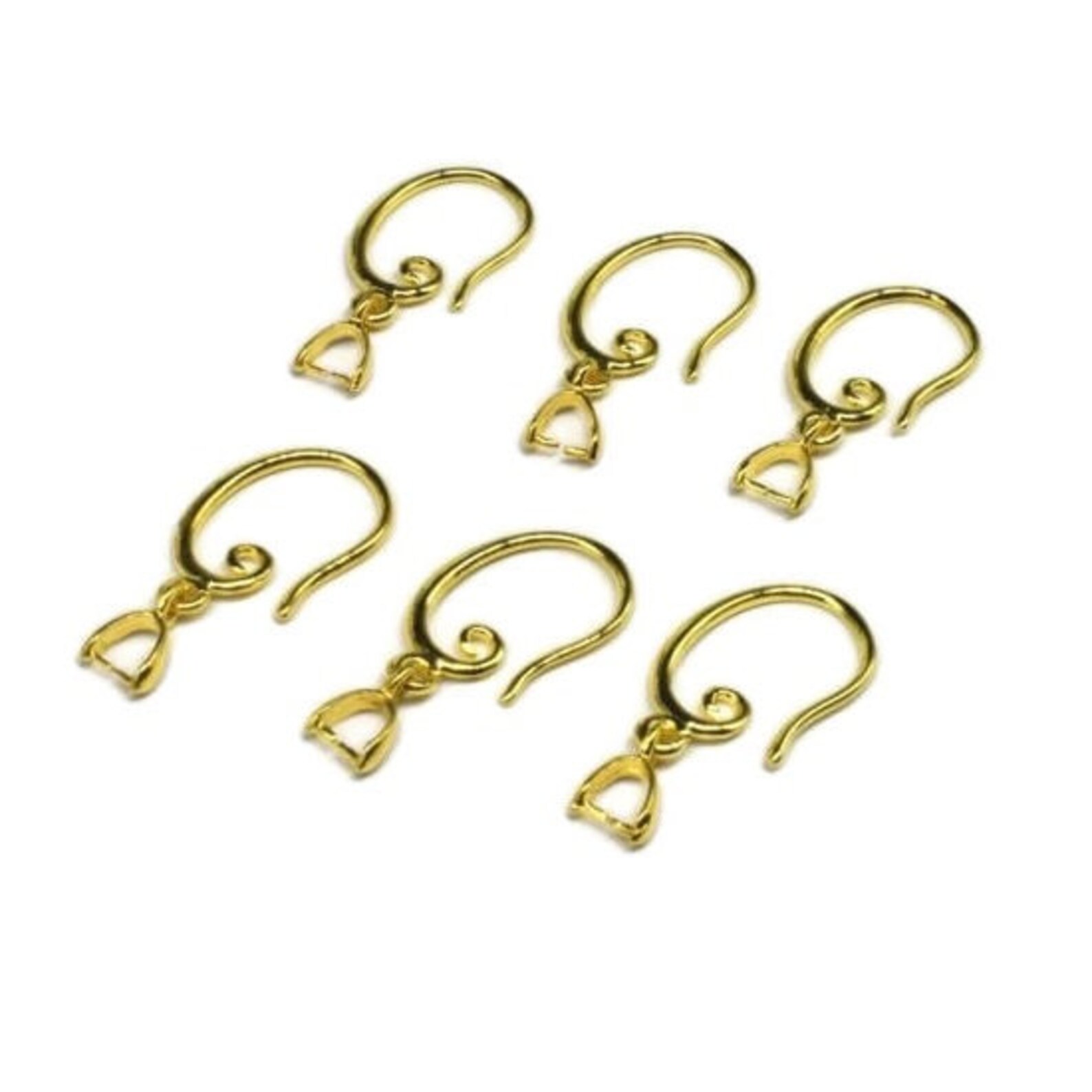 2/ 10/ 50pcs 18K Gold Plated Pinch Bail Earring Hooks/ Spiral Etsy