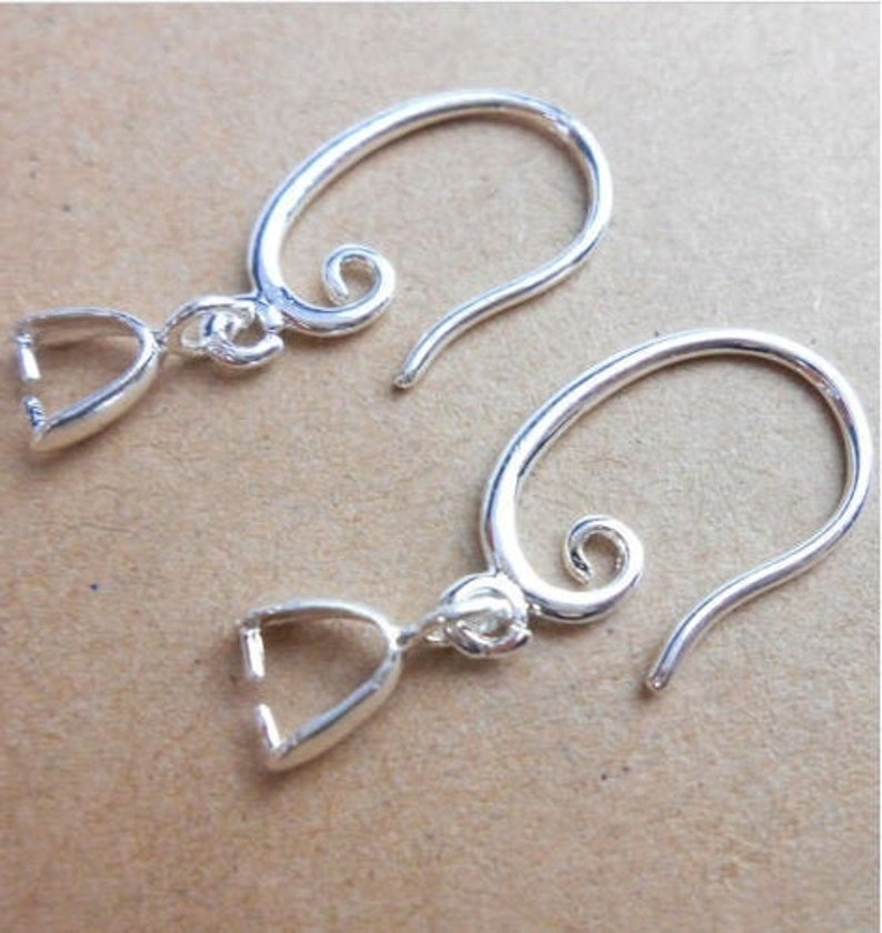2/10/50pcs Sterling Silver Pinch Bail Earring Hooks/ 925 Etsy