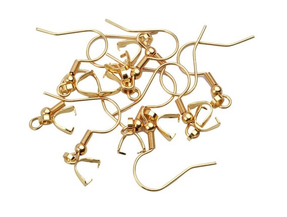 10-50-100pcs Gold STAINLESS STEEL Earring Hooks With Pinch Bails