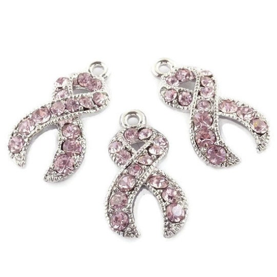  XOCARTIGE 32PCS Pink Ribbon Charms For Jewelry Making Enamel  Rhinestone Breast Cancer Awareness Pendants For Bracelet Necklace Earrings  Making DIY Jewelry Crafts Supplies