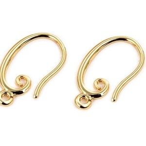 2/ 10/ 50pcs 18K Gold Plated Spiral Curved Ear Wire Earring Hooks/ Designer Bulk Findings for DIY Earring Making Supplies