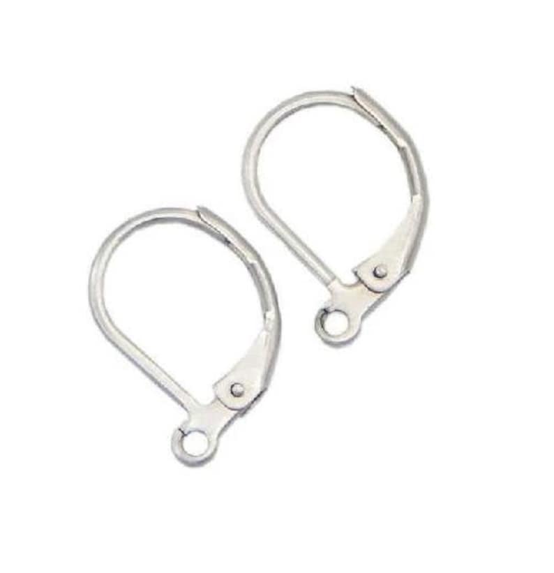 10/50/100 pcs Sterling Silver Plated Leverback Ear Wires 10x15mm, Silver Closed Loop Earring Hooks, Bulk Silver Lever Back Earring Findings image 1