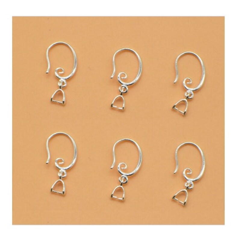 2/10/50pcs Sterling Silver Pinch Bail Earring Hooks/ 925 | Etsy