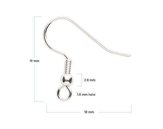 2 French Ear Wires Sterling Silver Fish Hook Earrings