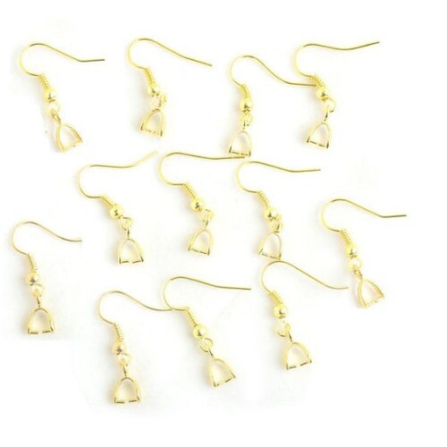 10/50 Pcs 18K Gold Plated Earring Hooks With Pinch Bails 18mm Etsy