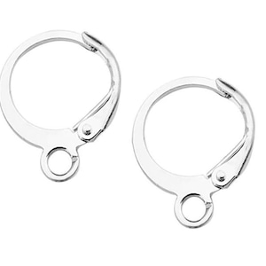 10-100pc Sterling Silver Plated STAINLESS STEEL Round Leverback Earring Hooks, 14X12mm Lever Back Ear Wire Earring Findings HYPOALLERGENIC