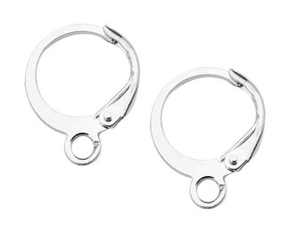 10-100pc Sterling Silver Plated STAINLESS STEEL Round Leverback Earring Hooks, 14X12mm Lever Back Ear Wire Earring Findings HYPOALLERGENIC