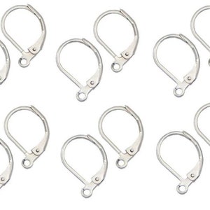 10/50/100 pcs Sterling Silver Plated Leverback Ear Wires 10x15mm, Silver Closed Loop Earring Hooks, Bulk Silver Lever Back Earring Findings image 3