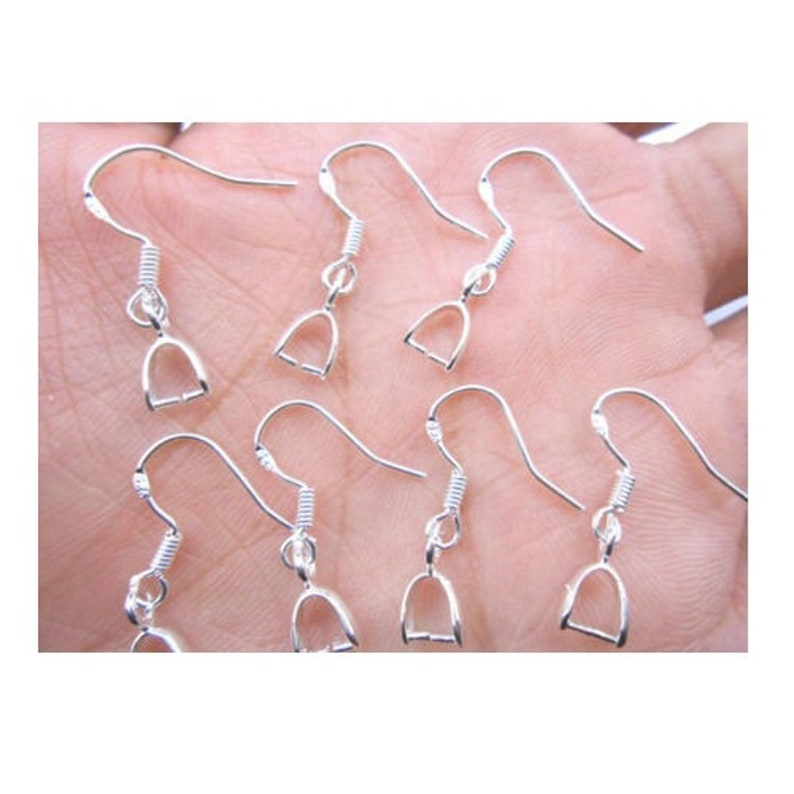 10/50 Pcs STERLING SILVER Pinch Bail Earring Hooks 925 Silver Etsy