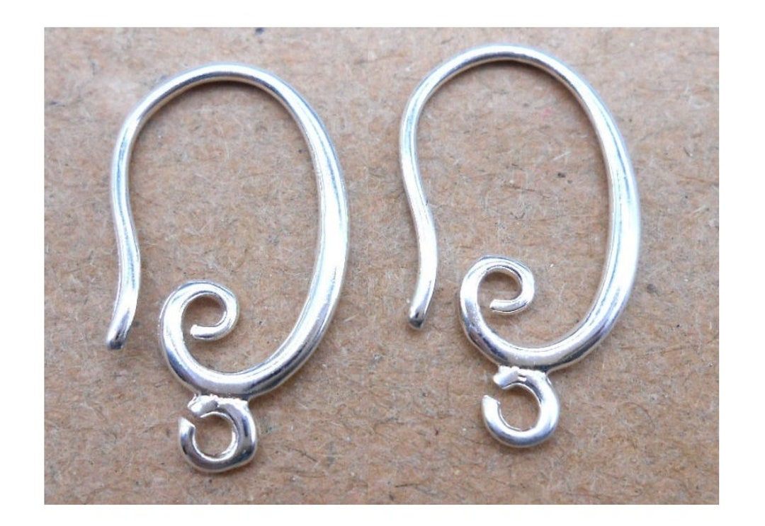 2/ 10/ 50pcs Silver Curved Spiral Shaped Earring Hook Ear Wires, Sterling  Silver Plated, DIY Earring Making Supplies, Designer Findings 
