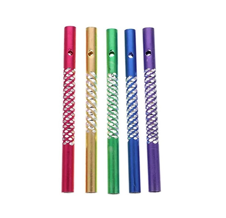 Rainbow Color Wind Chime Tubes 5pc Set, 3 Hollow Aluminum Metal Pipes, DIY WindChime Supplies, Replacement Rod Repair Parts, Garden Decor image 1