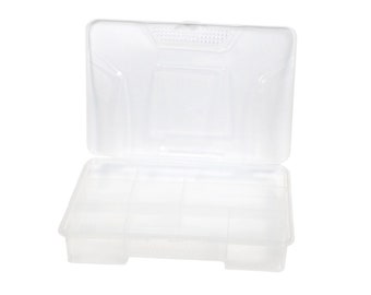 9x6" Clear Plastic Jewelry Organizer Box / Bead & Earring Storage Container with 9 Grid Compartment Tray / Transparent Portable Case