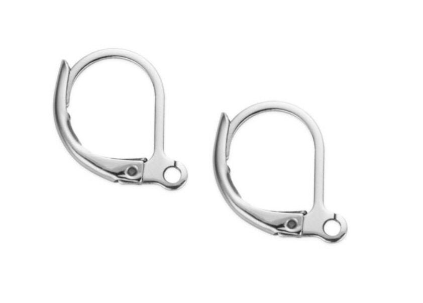 Leverback Earring Hook / French Ear Wires / Lever Back Earwires / Hoop  Earring Clip On with 9mm Pad (Silver / 5 Pairs) Jewelry Findings F276