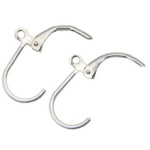 10/50/100 pcs Sterling Silver Plated Leverback Ear Wires 10x15mm, Silver Closed Loop Earring Hooks, Bulk Silver Lever Back Earring Findings image 2