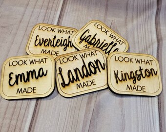 Custom Look What "Custom Name" Made Wooden Refrigerator Magnet | Children Art Display | Kids Classwork Display | Look What I Made | Laser