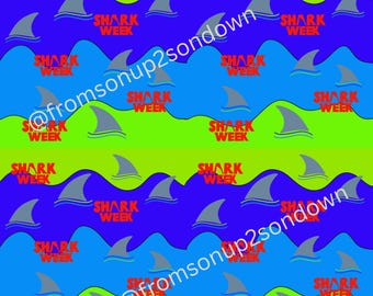 Shark Week Digital Pattern | Shark Fin PNG & SVG | Ocean Sublimation File for Tumblers, Bows, and Crafts