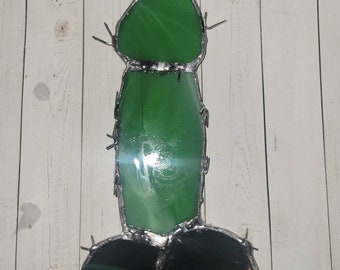 Stained Glass Art | Cactus Suncatcher | Custom Made | Custom Glass Projects | Adult Humor Gift | Naughty Home Decor