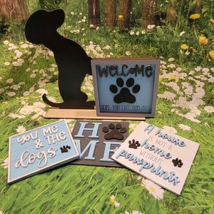 Standing Dog Interchangeable With Base | Fits ANY 4.25&quot; x 4.25&quot; Square Interchangeables | Dog Home Décor | Wooden Dachshund Décor