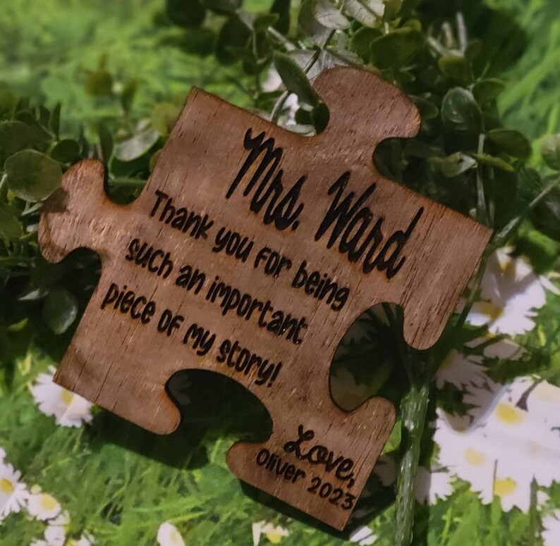 Teacher Appreciation Puzzle Piece Wooden Sign | Custom Teacher Name ...