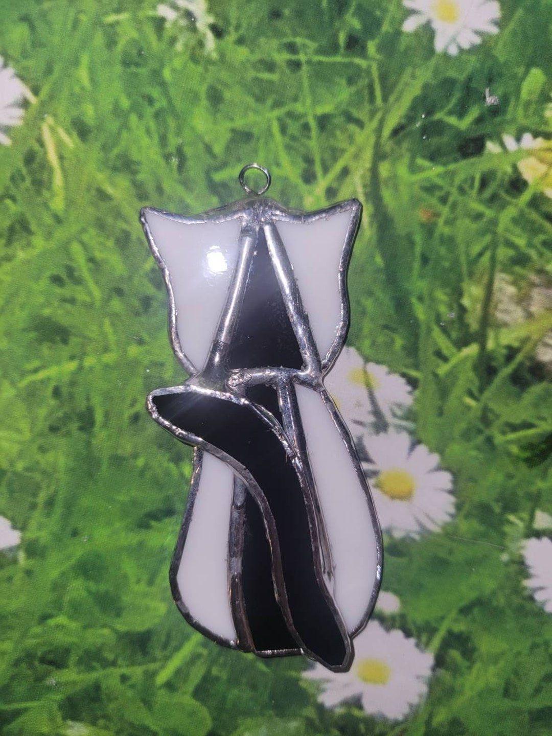 Stained Glass Art | Black and White Cat Suncatcher | Kitty | Custom ...