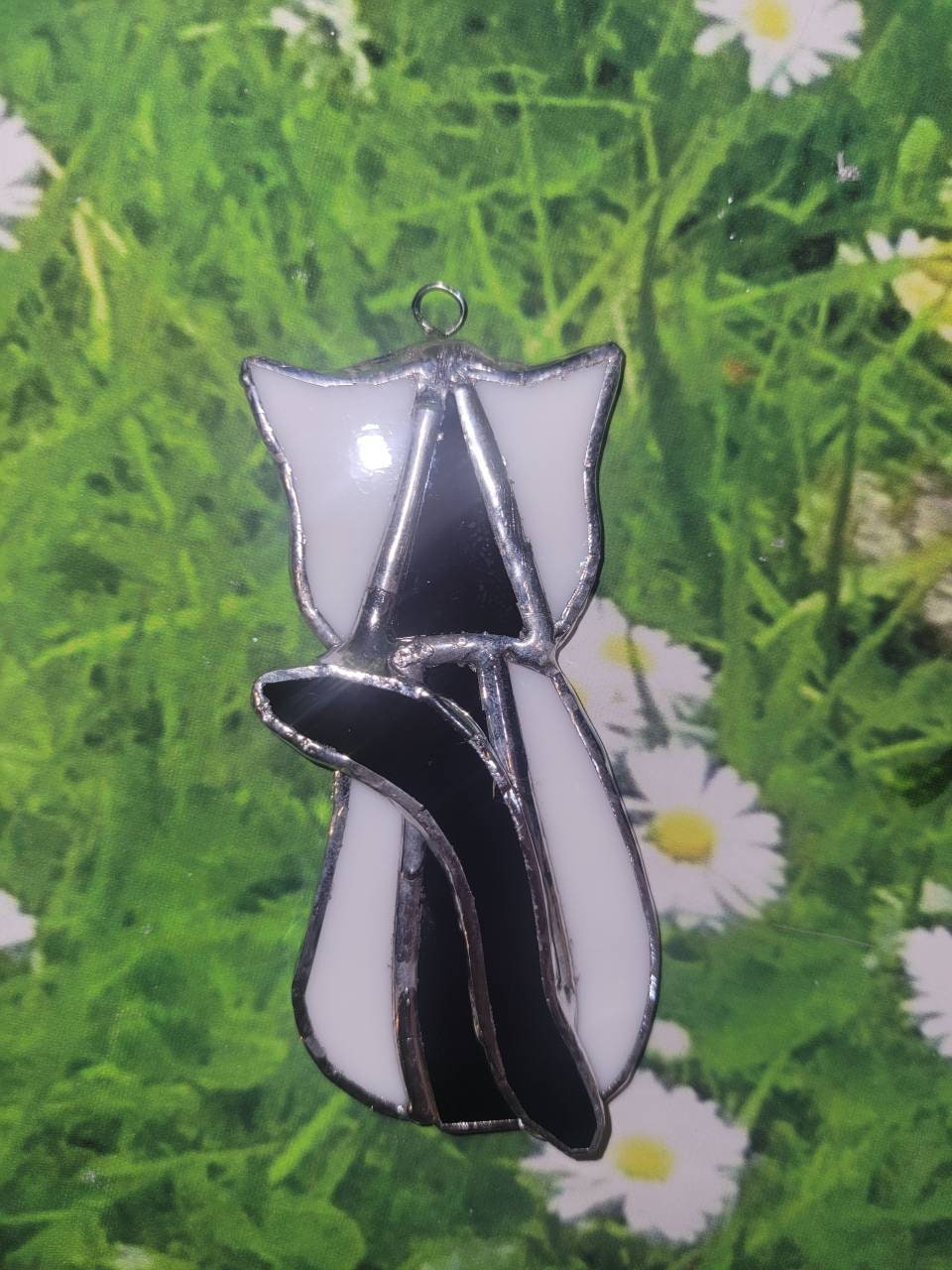 Stained Glass Art | Black and White Cat Suncatcher | Kitty | Custom ...
