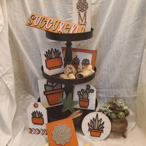 Succulent Tiered Tray | Plants Tiered Tray Signs| 3D Wood Signs| Home Decor | cactus | succulents