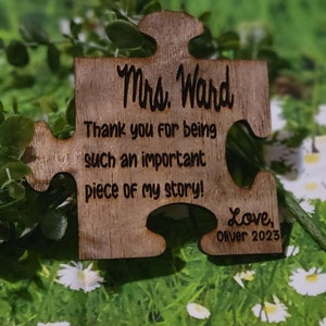 Teacher Appreciation Puzzle Piece Wooden Sign | Custom Teacher Name ...