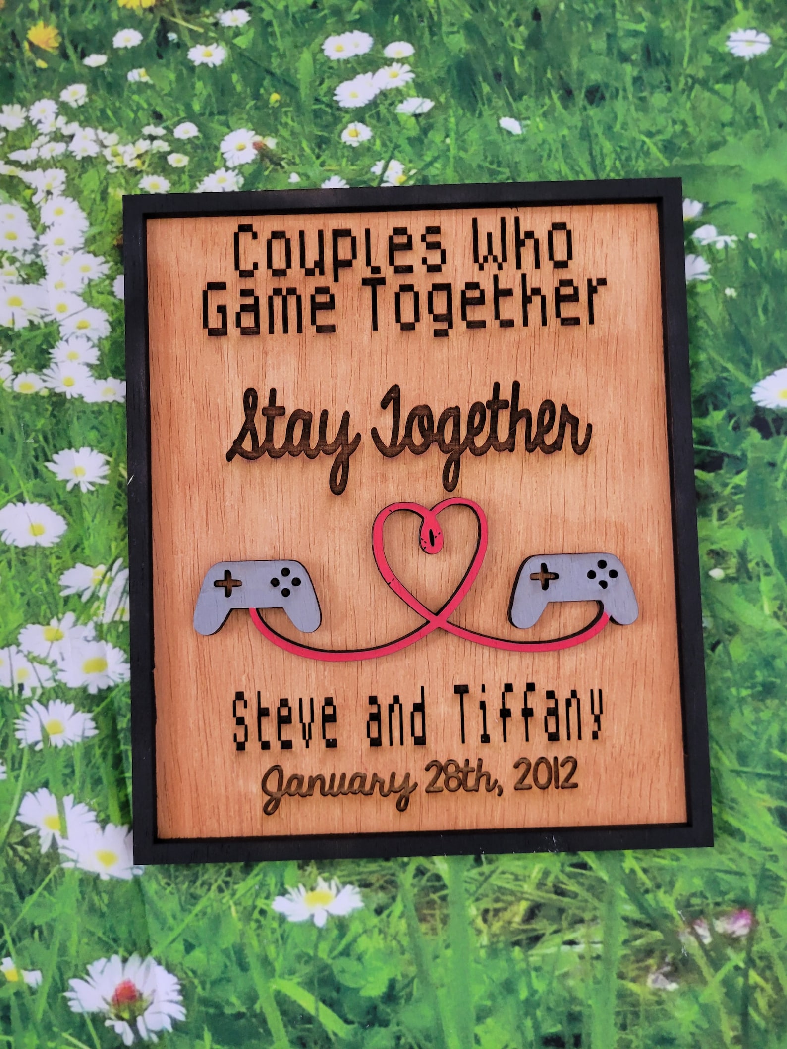 8.5" x 10" Couples Who Game Together Stay Together | Video Game Anniversary Gift | Gamers | Couple Gift | Custom With Names