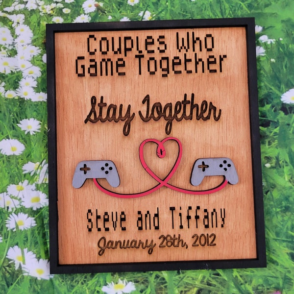 8.5" x 10" Couples Who Game Together Stay Together | Video Game Anniversary Gift | Gamers | Couple Gift | Custom With Names