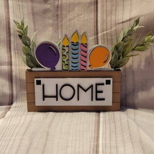Interchangeable HOME Desk Box | Happy Birthday Listing | Holidays and Seasons | Desk or Table Decor | Great Home Gift | Wooden Home Décor