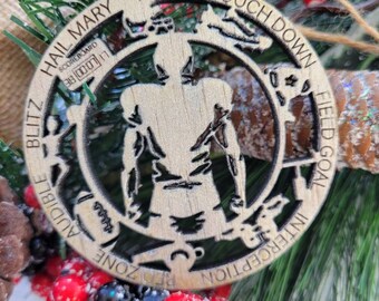Football Ornament | Ornament Football | Wooden Football Ornament | Custom Ornament | Personalized Sports Ornament| Personalized Christmas