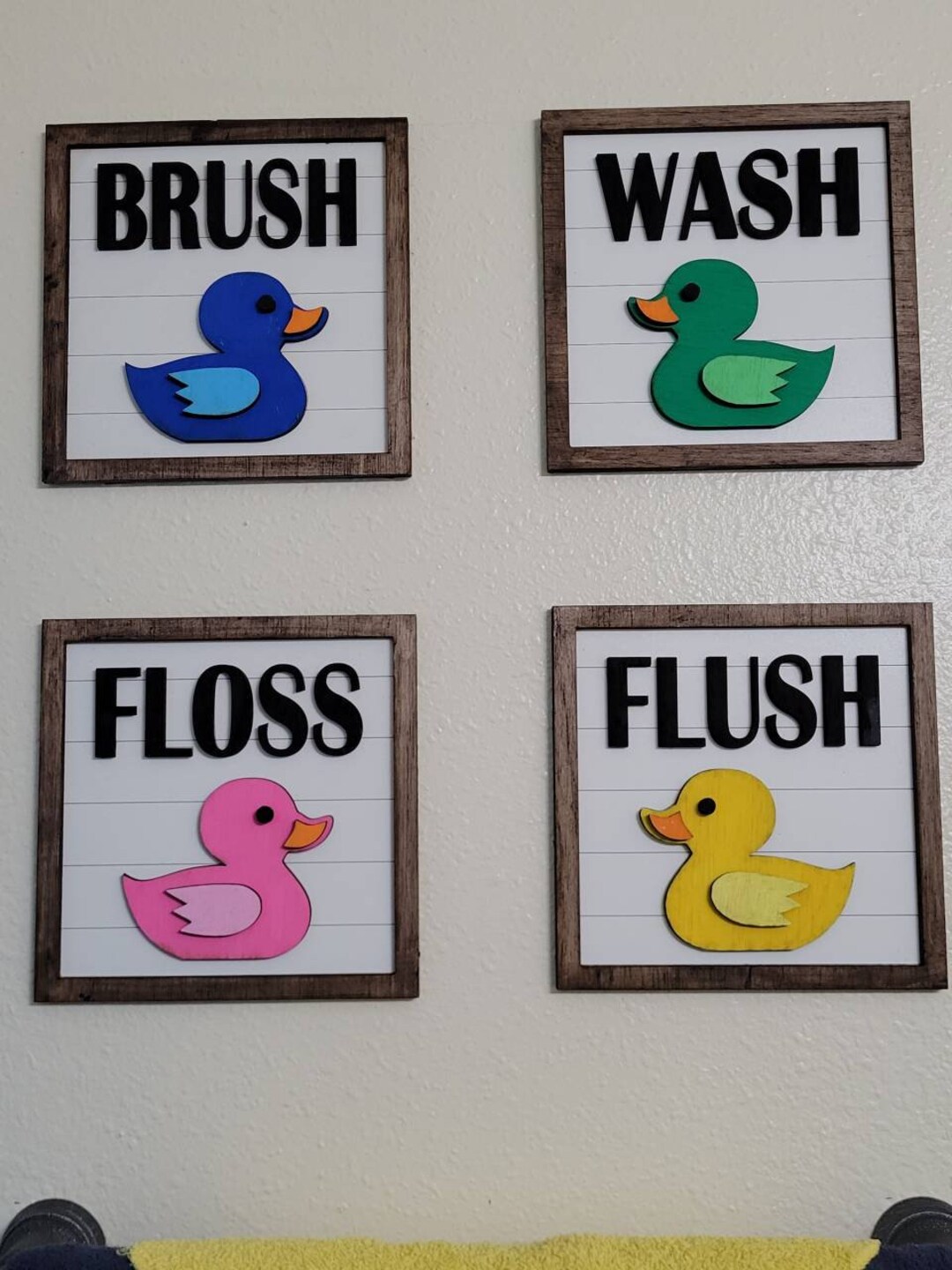 Farmhouse Bathroom Signs Rubber Duck Bathroom Decor Set of 4 Bundle