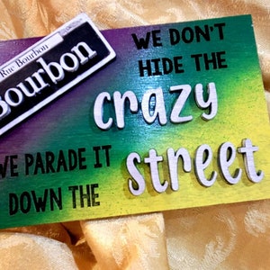 Mardi Gras | Mardi Gras Tiered Tray | Bourbon Street Sign | Mardi Gras Sign | Crazy Street Tiered Tray | Bourbon Street Decor | Party Street