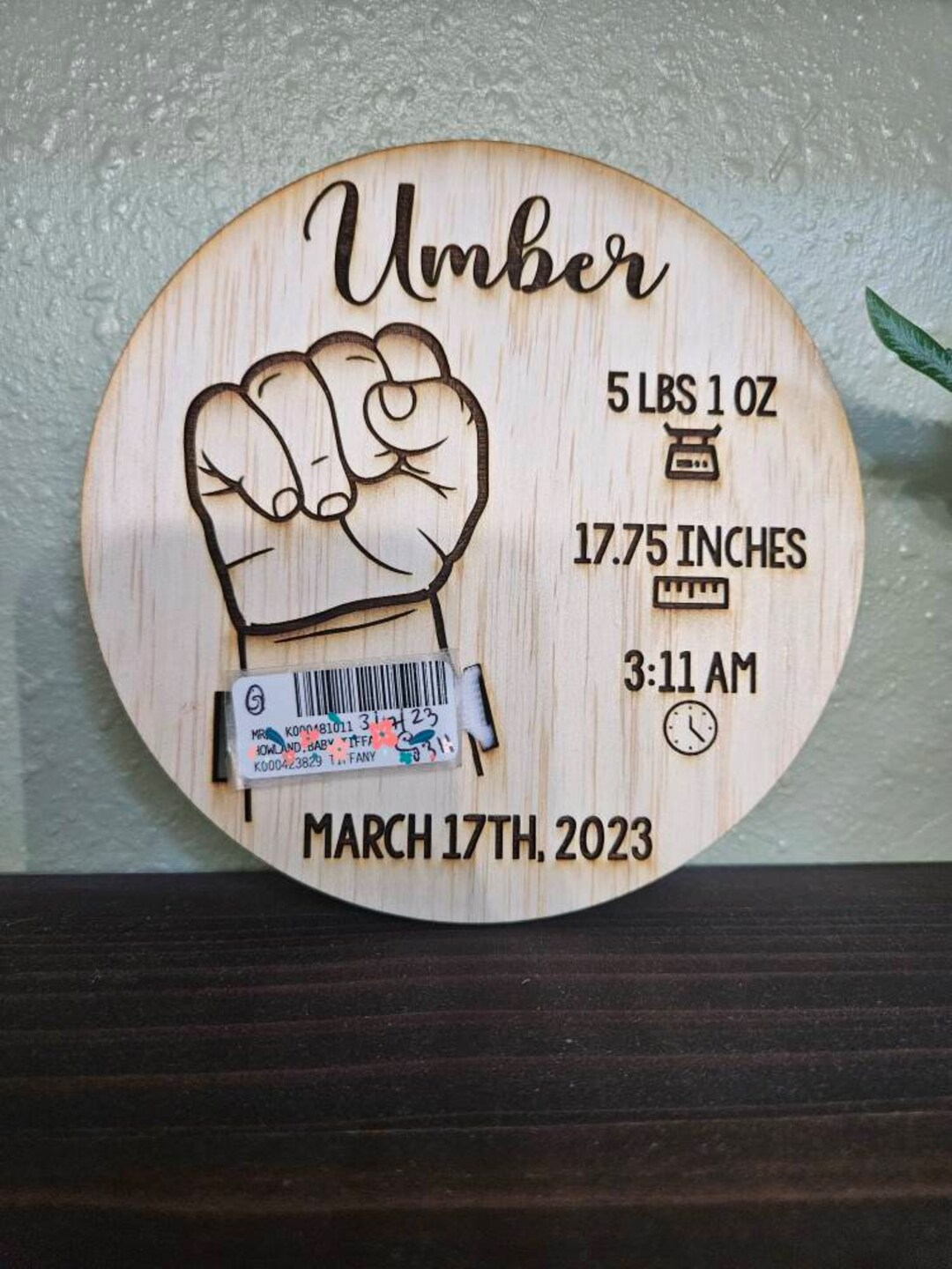Baby Hospital Bracelet Holder | Wooden Sign | Birth Stats | Custom Made ...